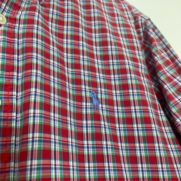 Ralph Lauren men’s plaid long sleeve button down shirt slim fit red green medium - Picture 2 of 6